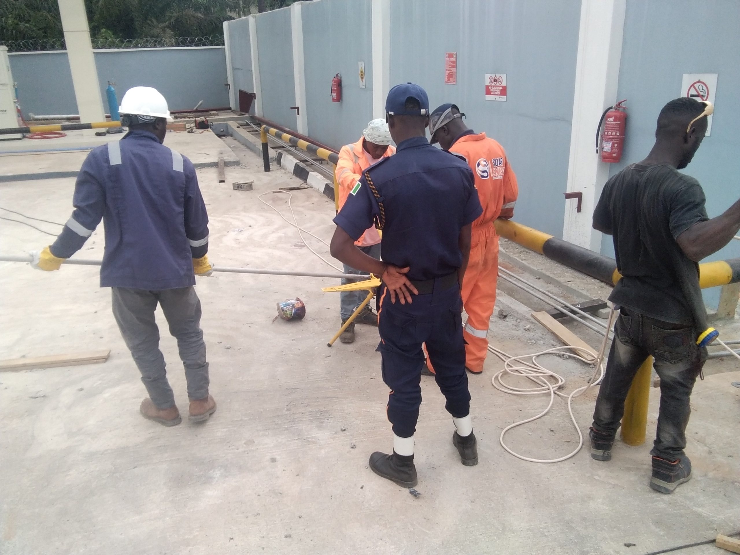 Soar Energy's team improvised a solution to ensure accuracy and precision when laying the high pressure pipes to the dispensers.